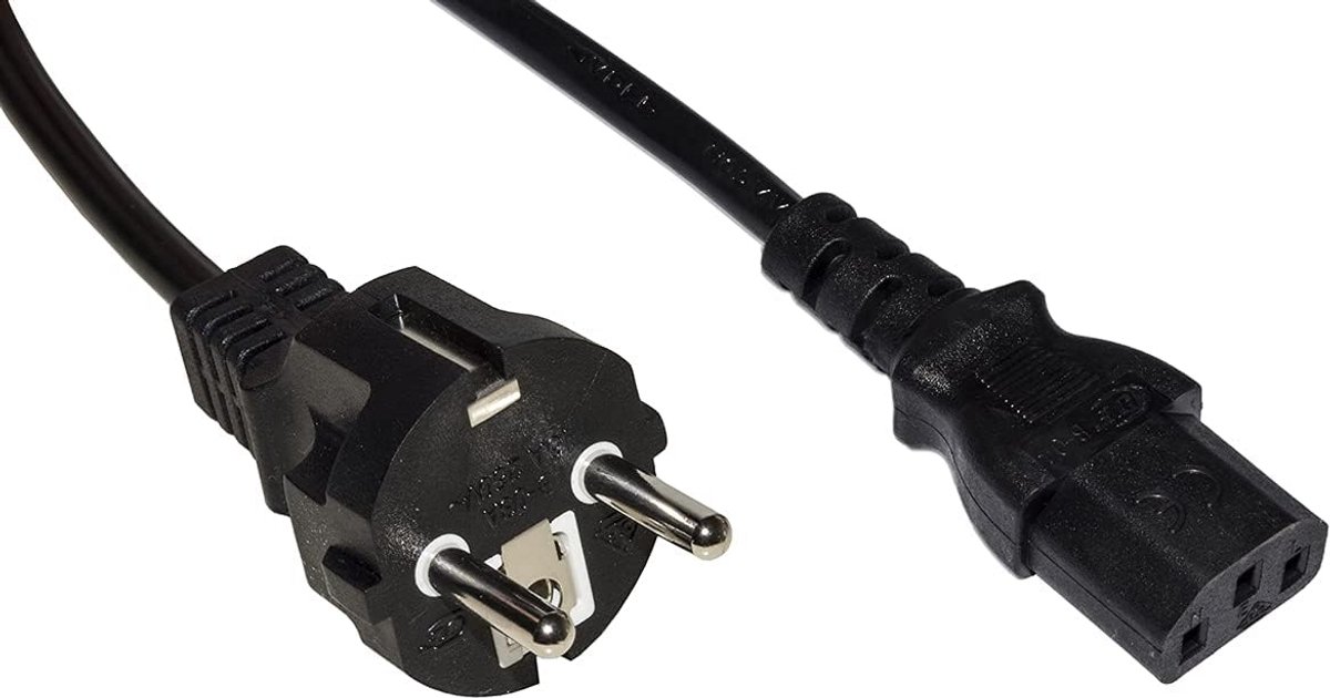 Stroomkabel 3 meter met Schuko stekker en C13 koppeling voor PC en Printer