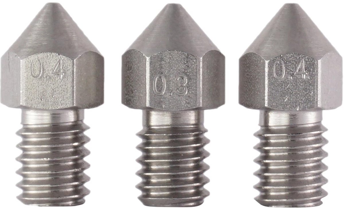 3-delige Precisie Roestvrijstalen 3D-printer Mondstukken voor 1,75 mm Filament