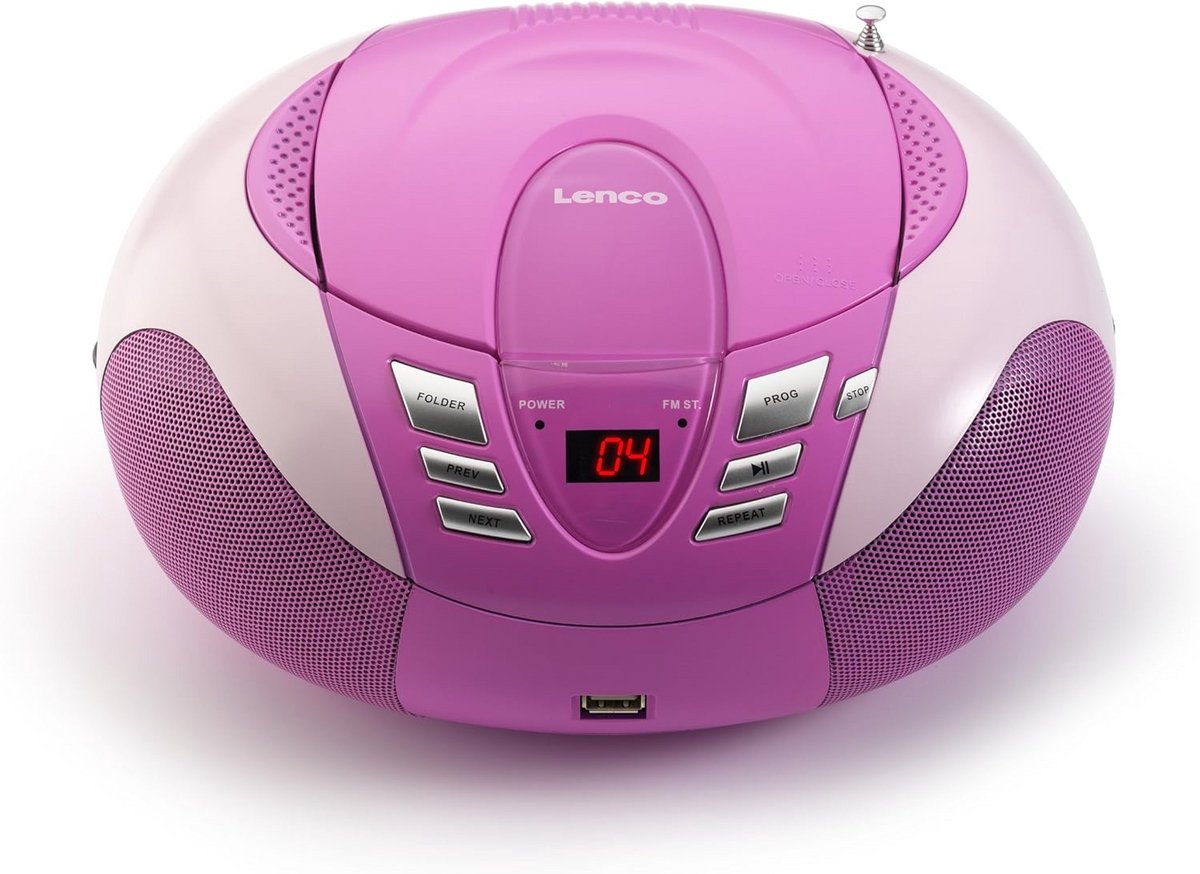 Draagbare Radio met CD/MP3 Speler en USB-aansluiting Roze
