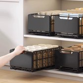 TammaT | Keukenkast organizer | Gootsteenkast organizer | Lade organizer | Telescopische lade | Mand | Uitschuifbaar EN Inklapbaar| Badkamer organizer | 43*25*18CM | Keukenkast organizer uitschuifbaar - Zwart