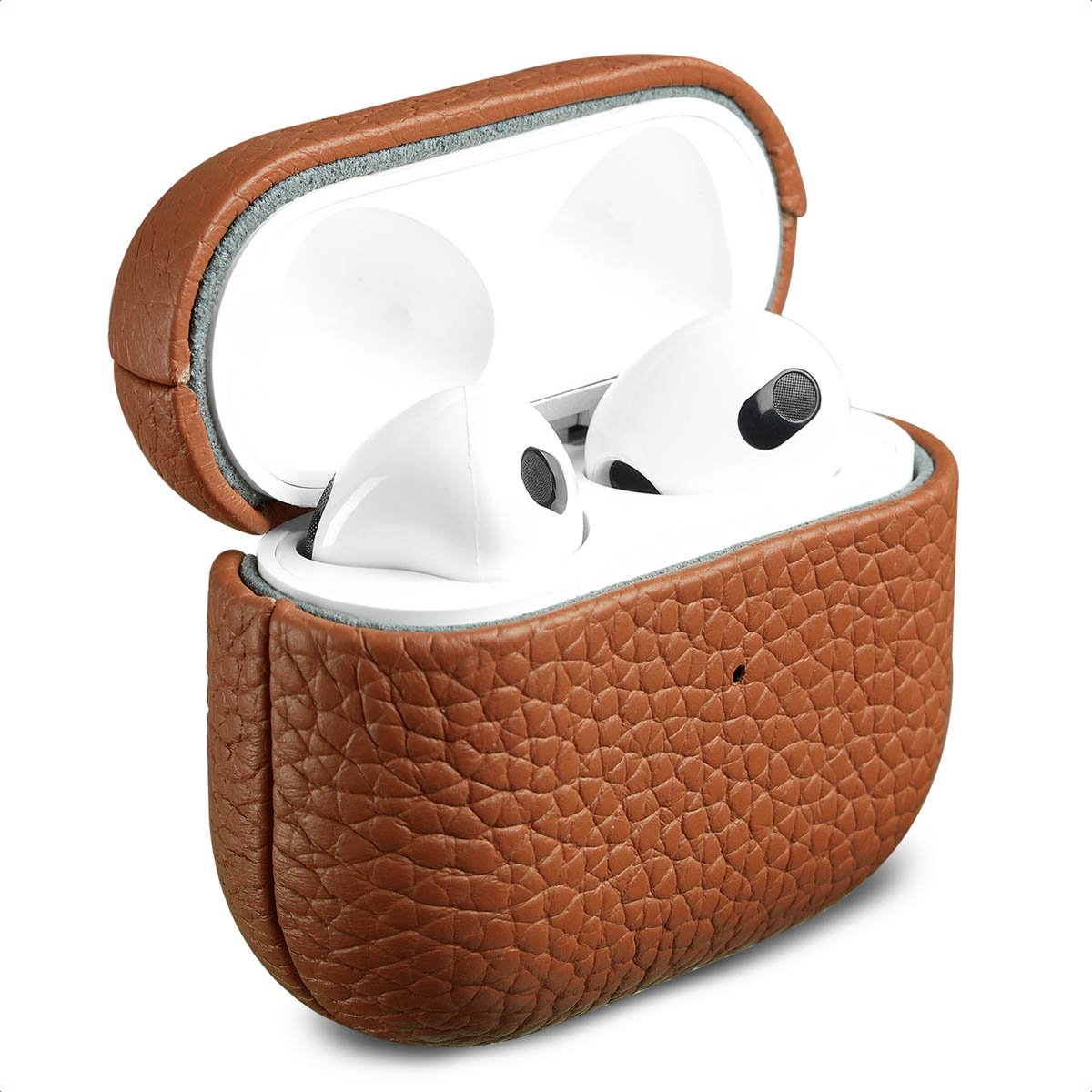 Accezz Echt Leren Case - Hoesje geschikt voor AirPods 3 (2021) - Cognac
