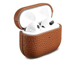 Accezz Echt Leren Case - Hoesje geschikt voor AirPods 3 (2021) - Cognac