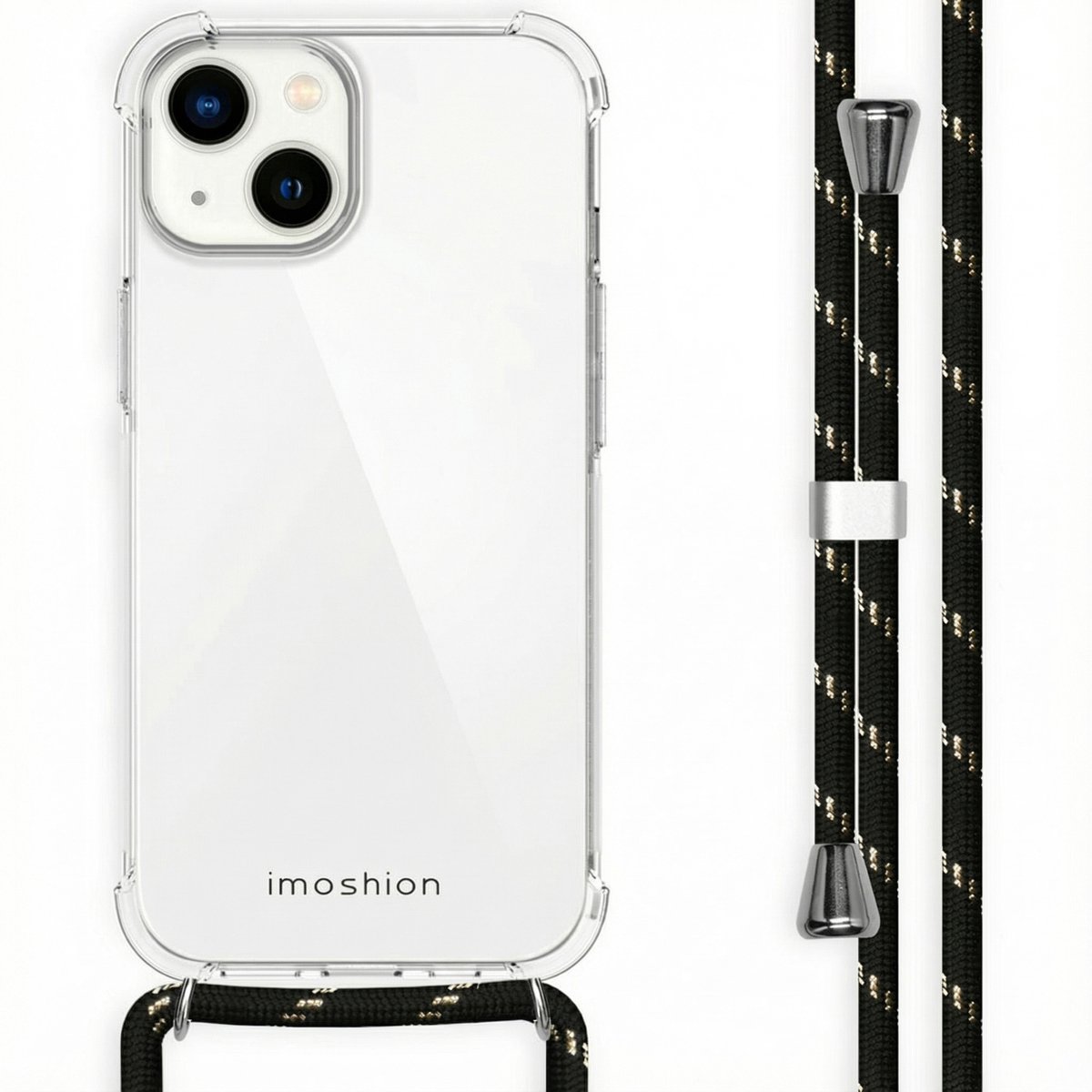 imoshion Hoesje - Geschikt voor Apple iPhone 14 - Backcover met koord - Zwart & Goud