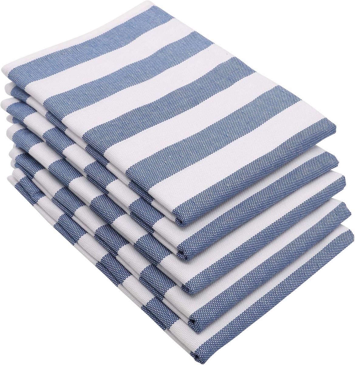 Set van 5 Keukendoeken met Strepen 50x70 cm Blauw Wit