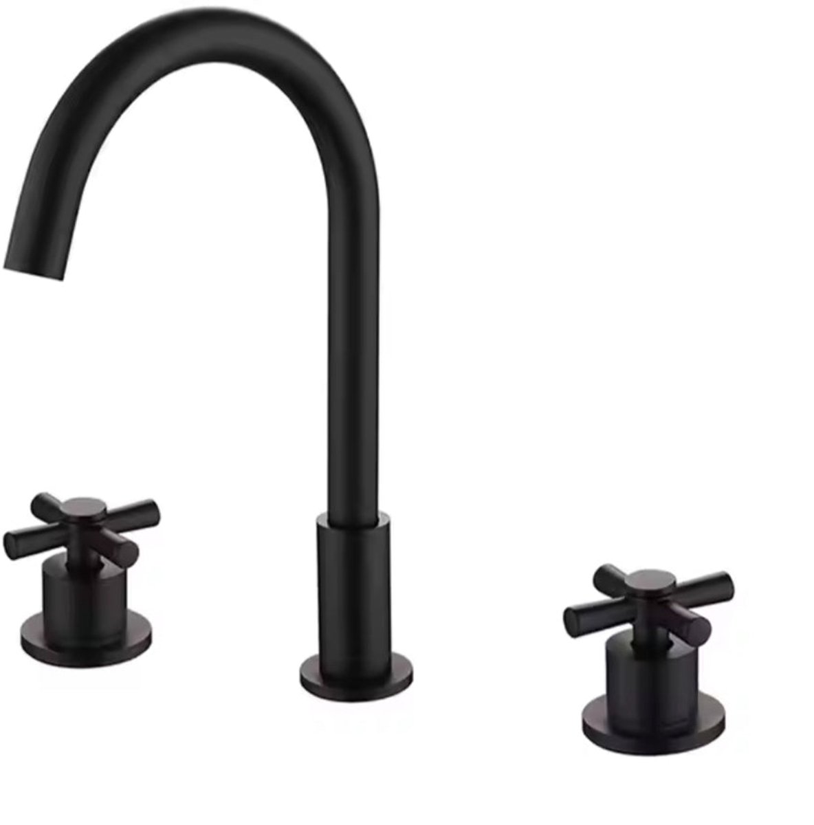 Hudor Fonteinkraan Met Planchet - Zwart Messing - Driegats Badkamerkraan - Koudwaterkraan - Tapkraan - Collectie Céphise - WC Kraan - Toiletkraan
