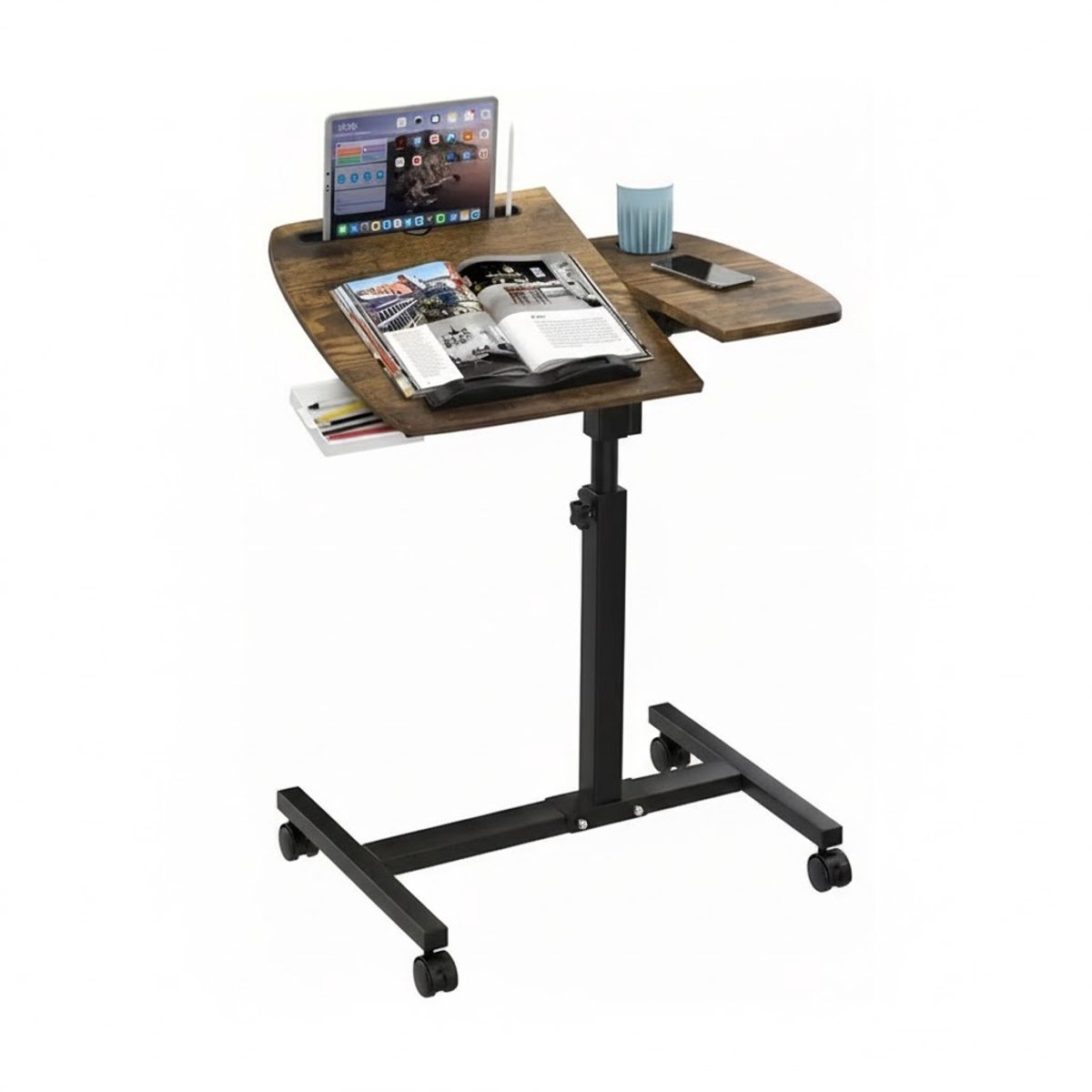 Verstelbaar Elektrisch Laptopbureau Bruin – Compact Opvouwbaar Bureau voor Thuiswerken & Gaming
