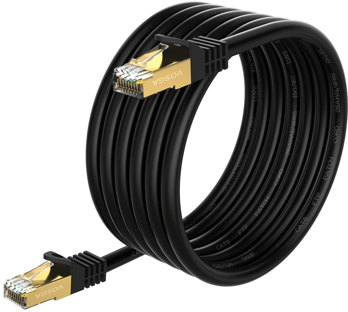 Outdoor CAT6 Ethernet-kabel 60 meter - Afgeschermde Gigabit netwerkkabel 26AWG met vergulde RJ45-connectoren, waterdicht en geschikt voor directe aanleg