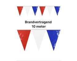PVC Vlaggenlijn Brandvertragend/ Brandveilig, Rood- Wit- Blauw , 10 meter, Carnaval, Themafeest.