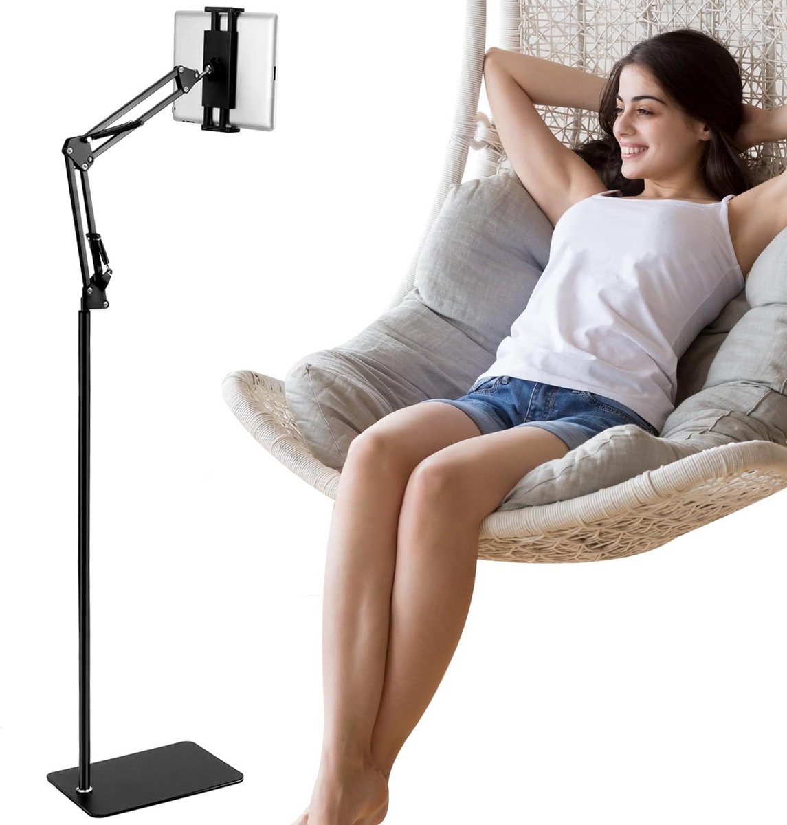 Verstelbare Vloerstandaard voor Tablet en Telefoon (4.5-13 inch) met Robuuste Basis