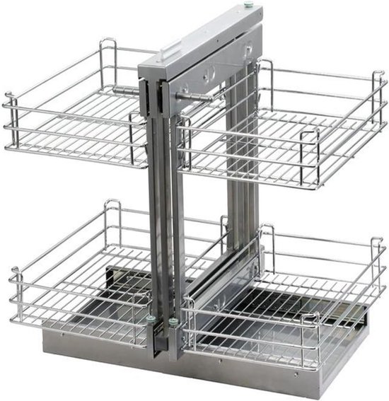 Uittrekbare blinde hoekkast, 2-tier uittrekbare mand organizer