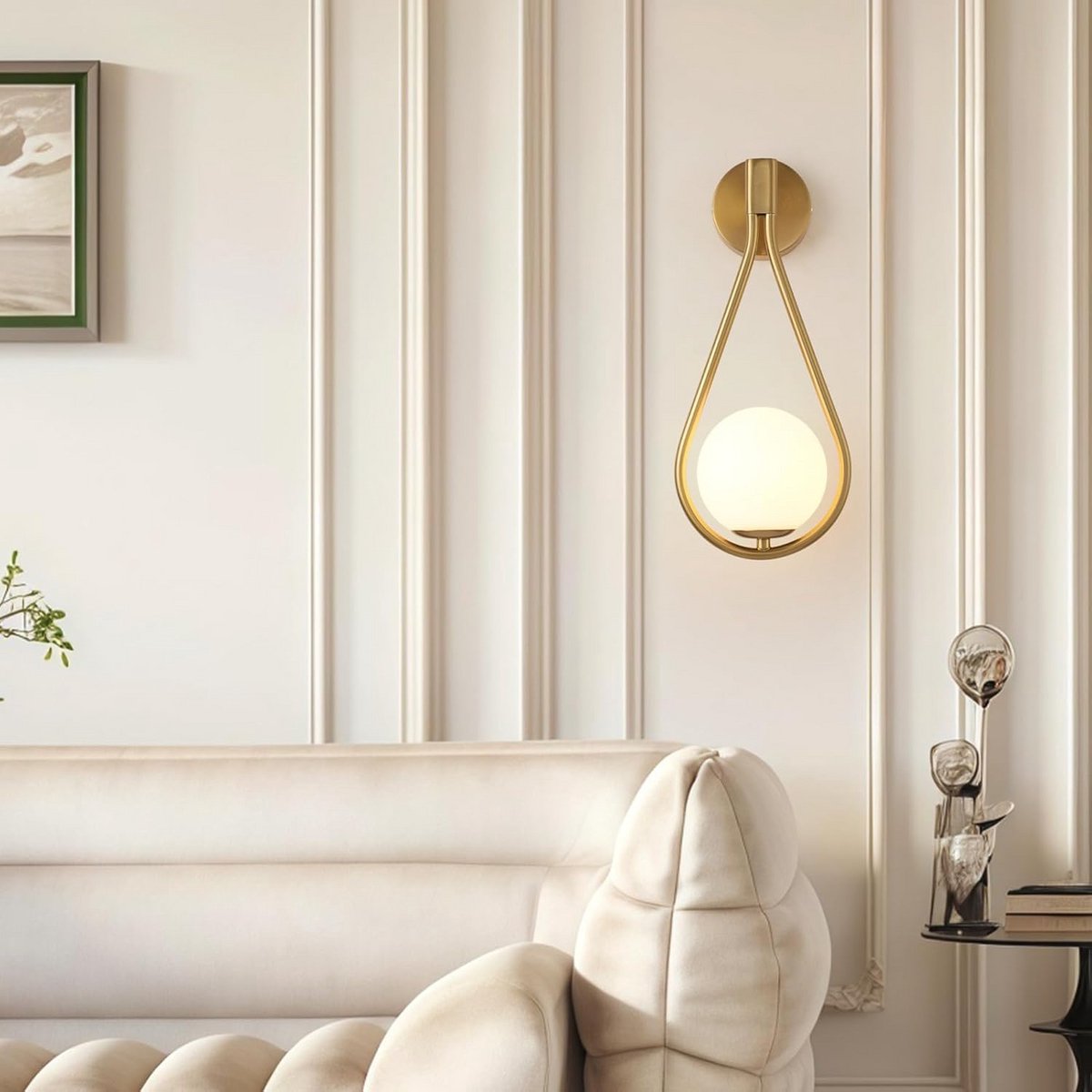 Industriële Wandlamp Goud met Glazen Waterdruppel voor Woonkamer en Hal