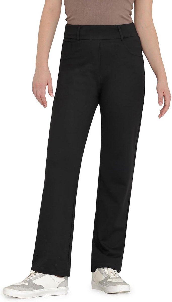 Elegante Stretchy Stofbroek Dames met Hoge Taille - Zwijnen & Zakelijk