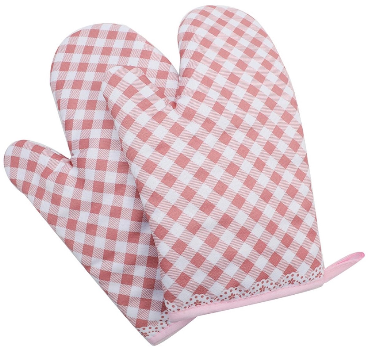 OIMG Ovenwanten 2 Stuks - Handschoenen - Hittebestendige Ovenhandschoenen tot 180Â°C - maat18cm x 28 cm - waterdicht polyester + warmte-isolerend materiaal - Grill & Oven Want - Koken - roze