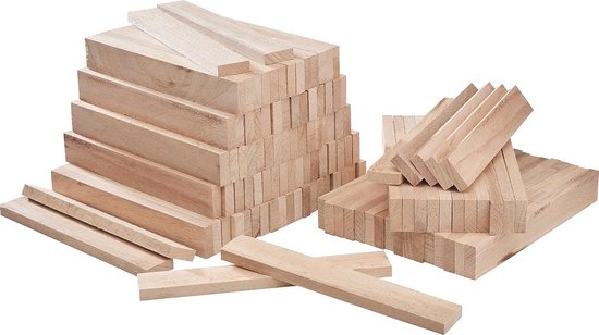 Blanco Hout - 16 blokken met plateau - 26,5 x 26,5 x 6,5 cm - Maak het