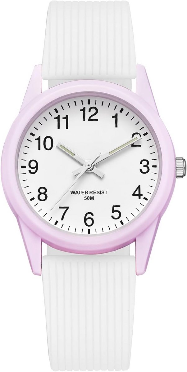 Kindhorloge Analoge Horloge Waterdicht Siliconen Band Eenvoudig Afdrukken Cadeau