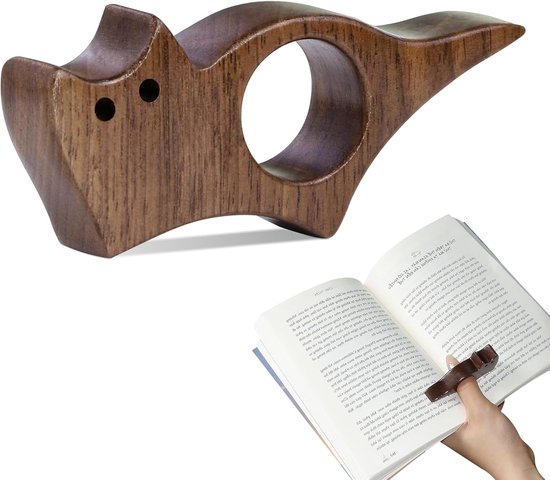 Signet - Bois de noyer - Aide-pouce - serre-livre - anneau de lecture - Maintien de page - Aide à la lecture - Lecteur de livre - pour un Confort de Lecture Agréable