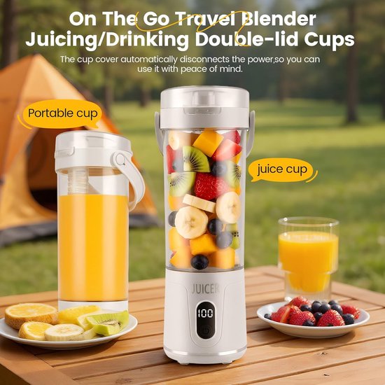Blender - Blender To Go - Mini Blender - Fresh Juice Blender - Draagbare Blender 600 Ml - Usboplaadbaar - Sapbeker Voor Fruit En Groenten - Draagbaar Voor Smoothies En ProteïNeshakes - Voor Thuis, Sport En Kantoor van Merkloos — afbeelding 3