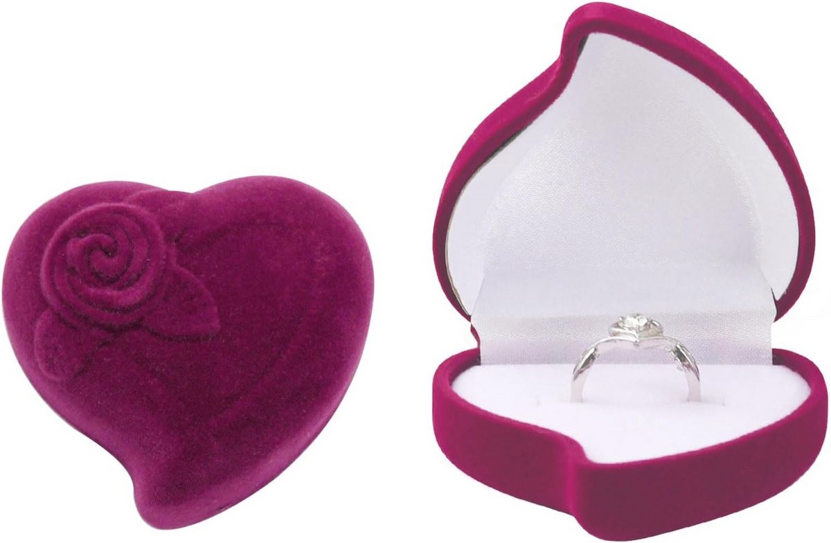 Luxe Hartvormige Fluweel Ringendoosje voor Verloving en Bruiloft | Sieradenkistje