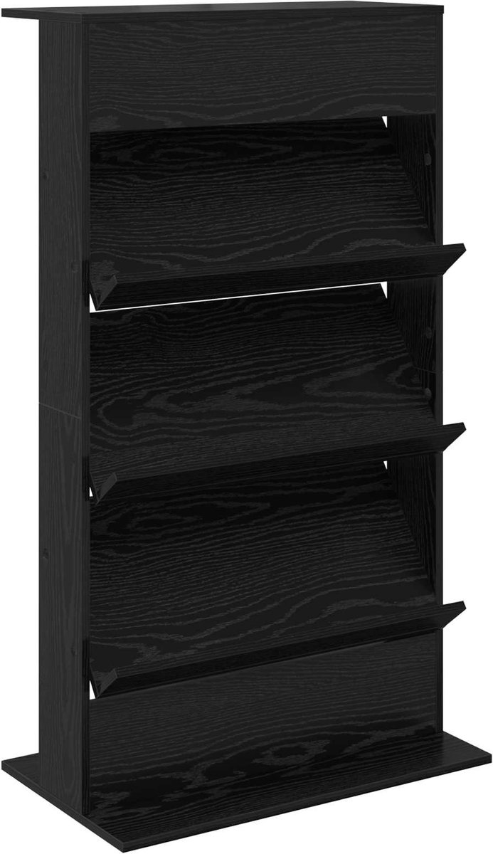 vidaXL - Tijdschriftenrek - Zwart - Eiken - 70 - x - 41 - x - 126 - cm - Bewerkt - hout