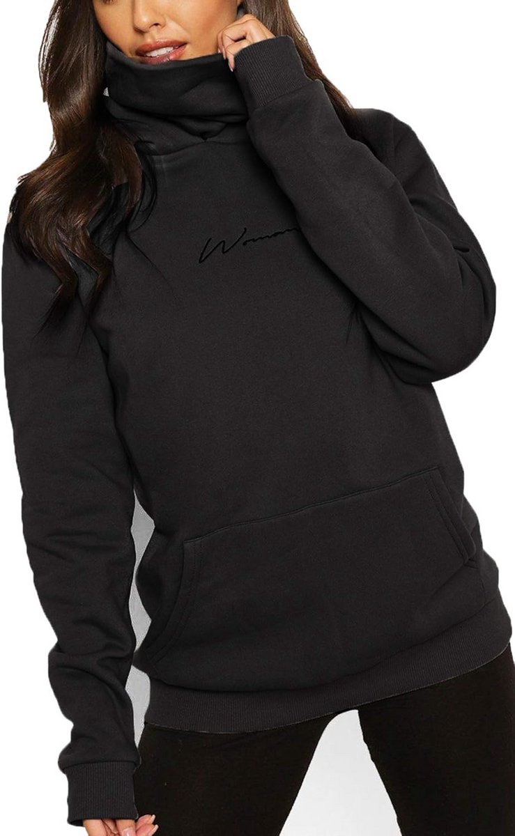 Warme Dames Hoodie met Col en Lange Mouwen voor Herfst en Winter