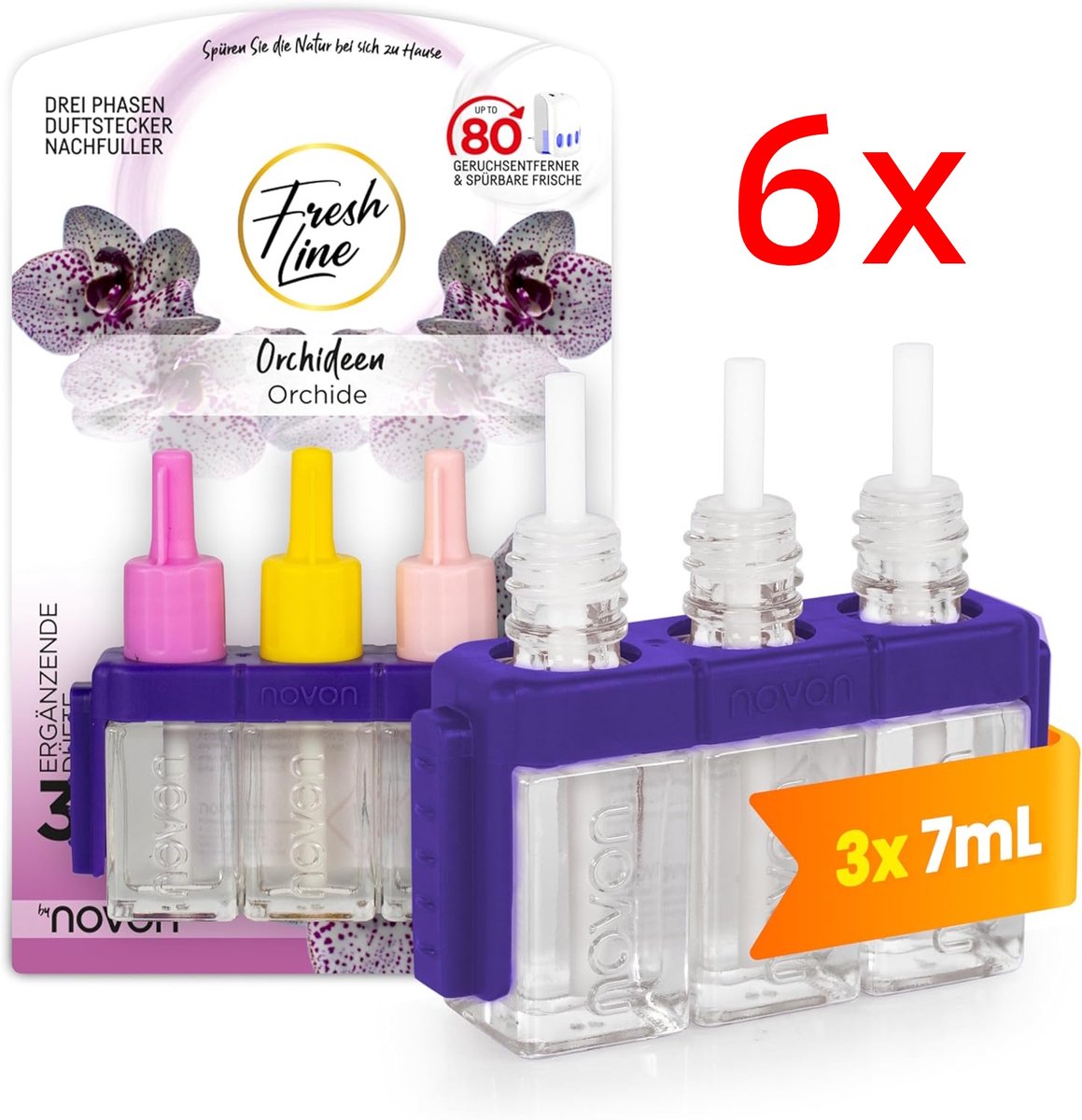 Fresh Line® - Luchtverfrisser Navullingen 6 stuks - Orchide - Werkt met Ambi pur/Ferbreze 3VOLUTION