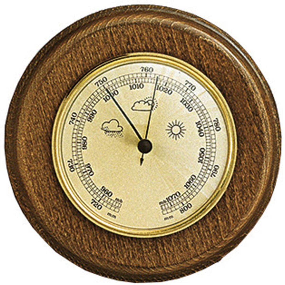 Analoge Weerstation Barometer - Mechanisch met Eiken Houten Behuizing