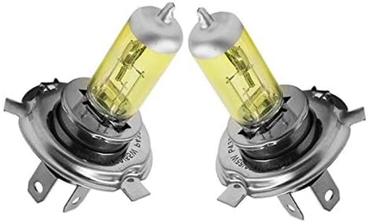 2x H4 Halogeen Autolampen 12V 60/55W Geel Licht 3000K - Dimlicht Grootlicht Mistlampen