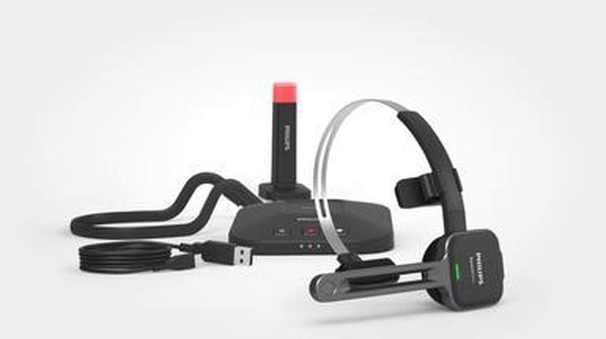 Afbeelding 2 van Philips SpeechOne Draadloze dicteerheadset PSM6300 | Docking station, Statuslampje, USB-kabel, Nekband, Bevestiging hoofdband, Magnetisch oorkussentje