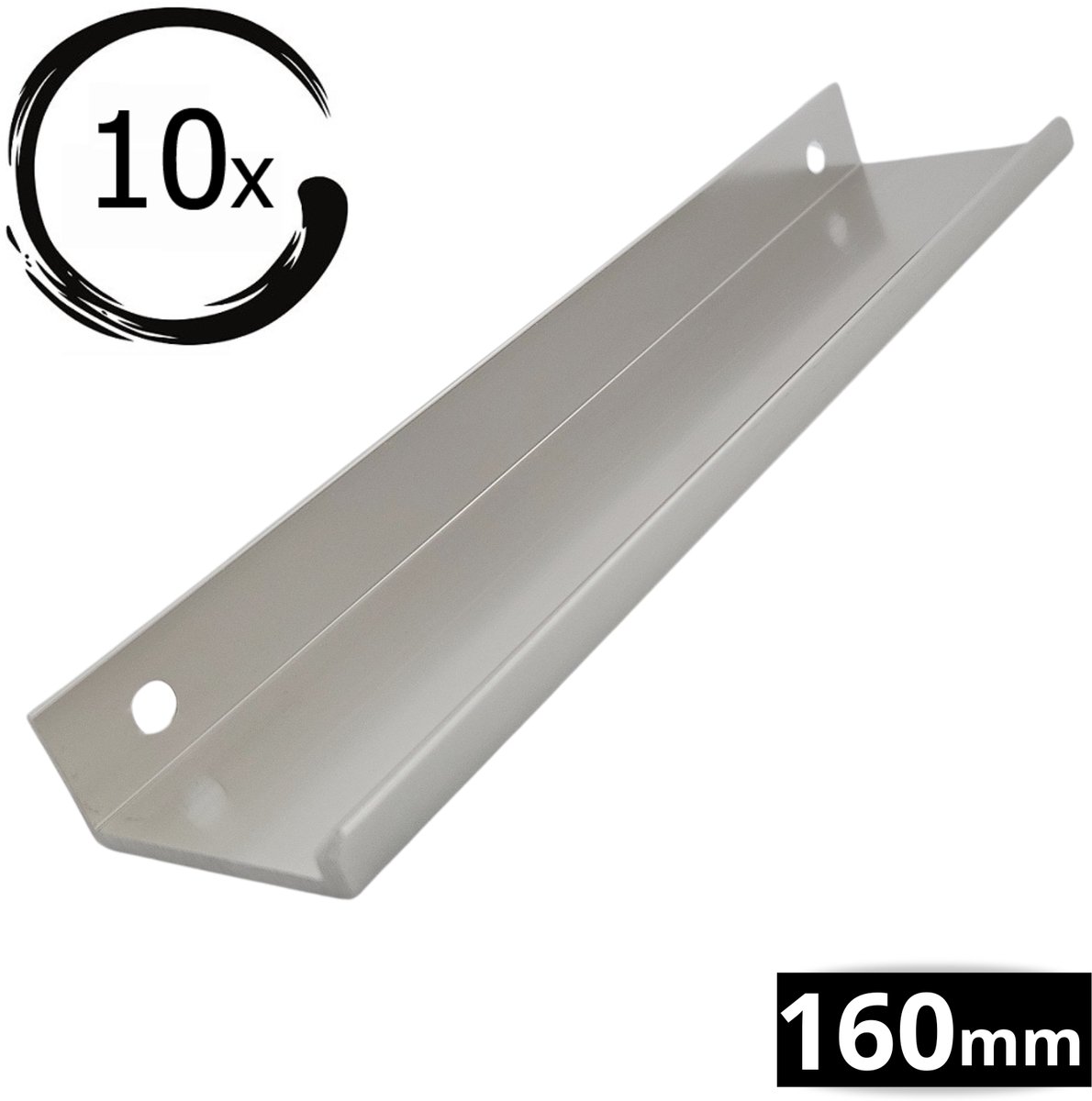 10X Handgrepen Zwart RVS - Boormaat 160mm - Kastgrepen
