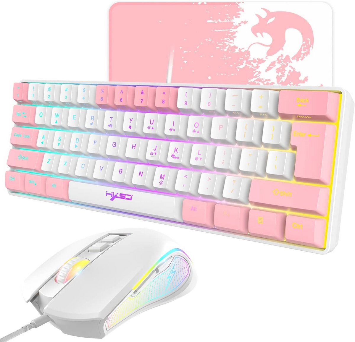 Compact Mechanisch Gaming Toetsenbord en Muis Set met RGB Verlichting
