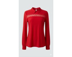 Angelle Milan - Dames Blouse - Travelstof Rood Kant - Detail - Rits
