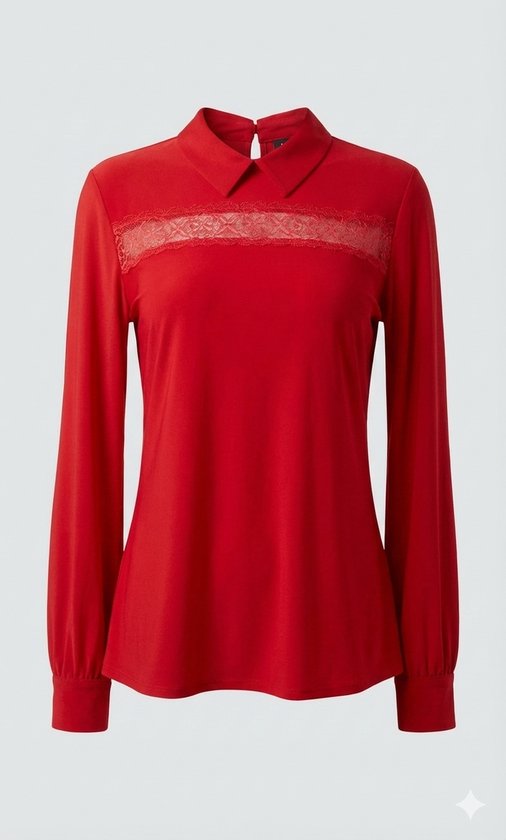 Angelle Milan - Vêtements de voyage pour femmes - Chemisier rouge avec fermeture éclair - Respirant - Infroissable - Robe durable - En 5 tailles - Taille XL