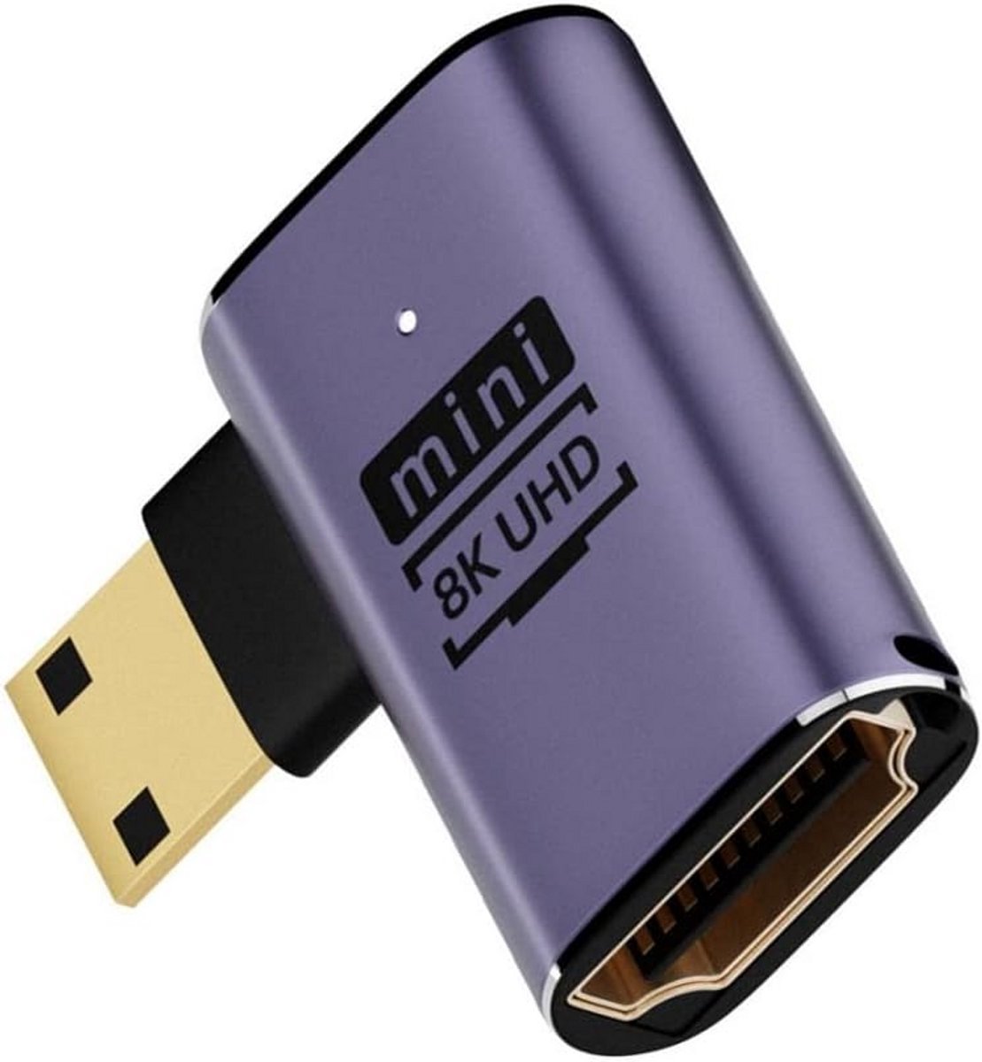 Mini HDMI 2.1 Adapter 90 Graden Hoek - HDMI Vrouwelijk naar Mannelijk Verlengstuk