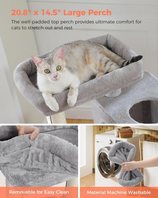 Kattenkrabpaal | Kattenboom | Kattenmeubel vloer tot plafond 277-303 cm crèmekleurig