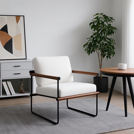 ML 37 Fauteuil d'Accent Moderne & Noir avec Assise Rembourrée - Cadre Métallique Robuste & Rembourrage Doux en Mousse