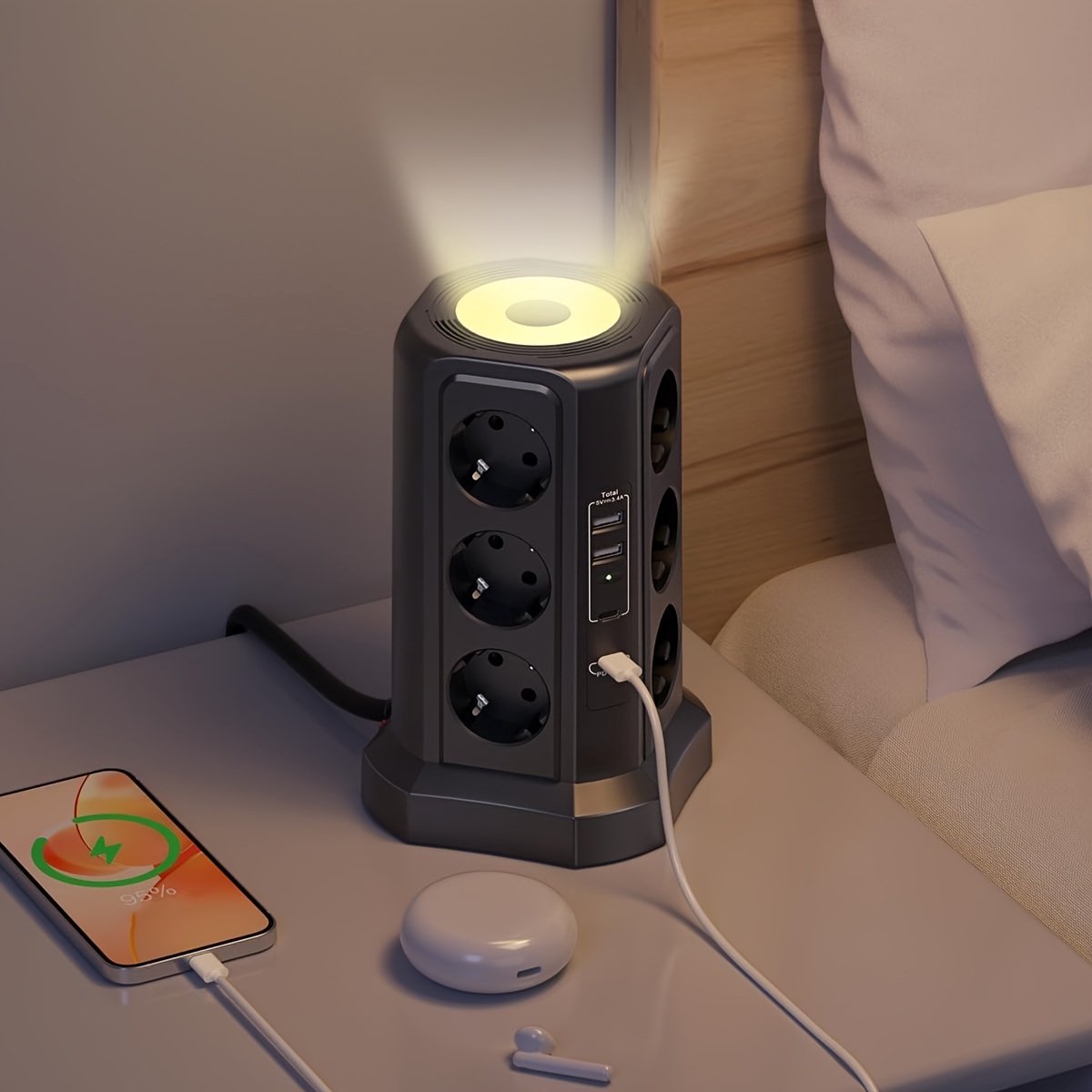ML 39. 12 Professionele Stekselpanelen (4000W/16A) Met USB CPD 20W Multi-jack Stekker Met Overspanningsbeschermer Met 4 USB-schakelaars PASSUS 2M Verlengsnoer Huishoudelijke Multi-plug
