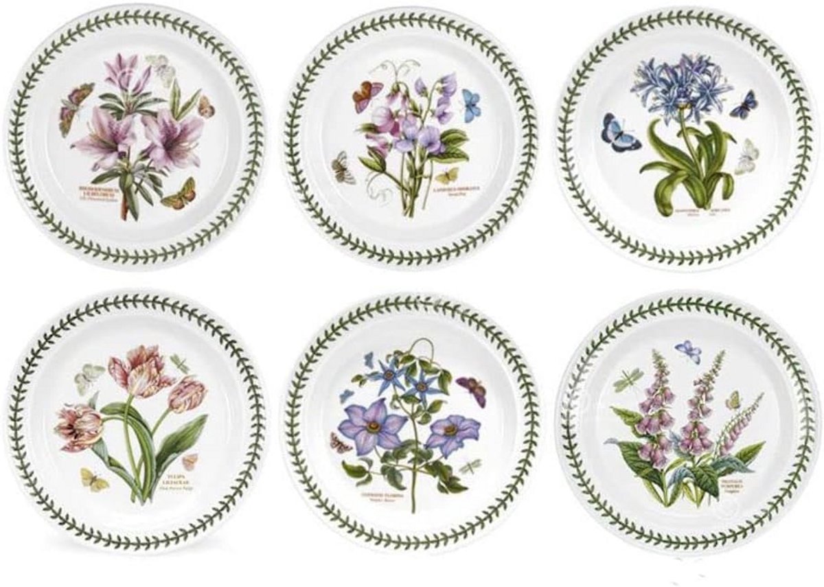 Set van 6 dinerborden 25 cm - Botanische Tuin Print - Geschikt voor vaatwasser en magnetron
