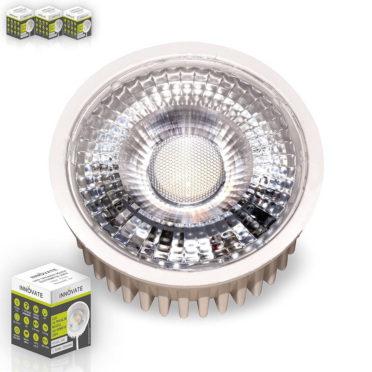 Ultra Platte LED Module Set (3 Stuks) Dimbare Vervanging voor GU10/MR16 Spots - 5W 3000K Warm Wit