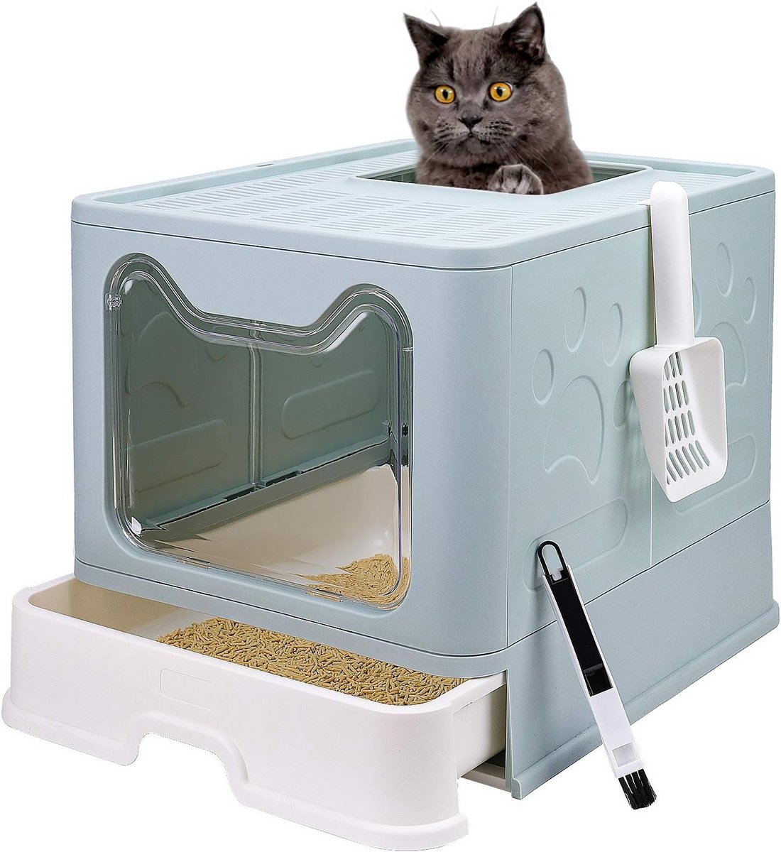 Kattenbak Met Deksel - Kattenbak Inklapbaar - Reizen En Thuis - Uniek Dubbel Ingangsontwerp