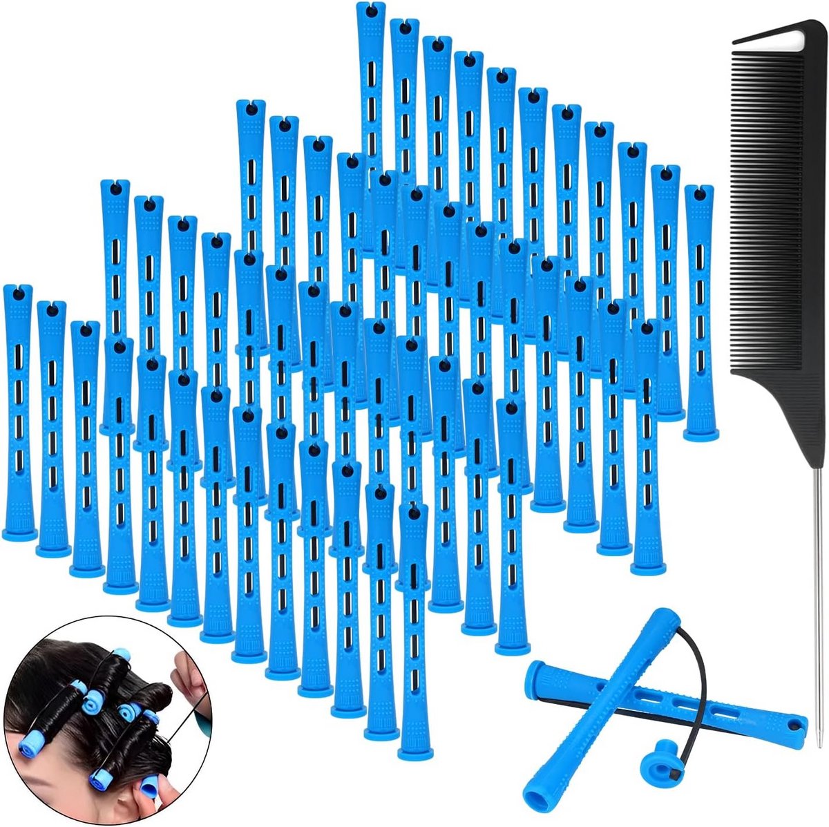50 Stuks Kleine Haarrollers Kort Haar - Zonder Hitte Krullen Set met Kam