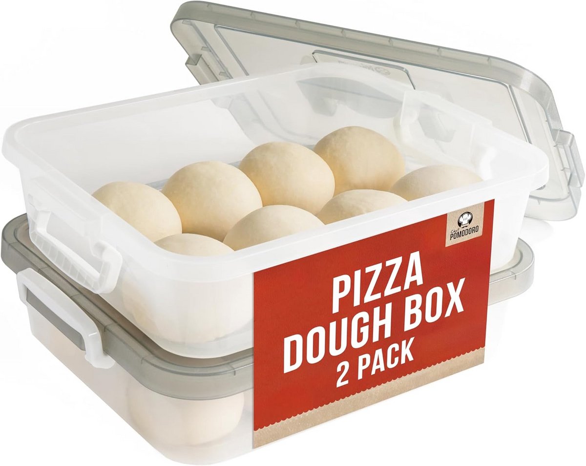 Grote pizzadeeg bewaarcontainer met deksel voor 6-8 bollen rijzend deeg