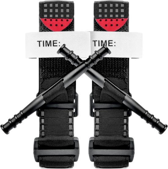 2 stuks Tourniquet - 95cm - EHBO-tourniquet - tourniquetverband EHBO-set - EHBO-doos - Buitensporten - voor zware noodgevallen buitenshuis, wandelen, bergbeklimmen, sport, camping - zwart