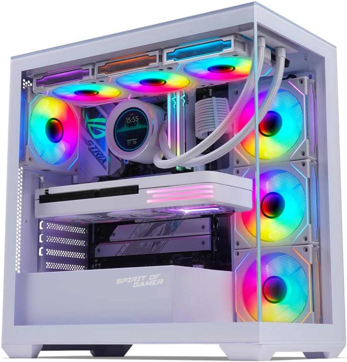 PC-behuizing Gamer met RGB-verlichting en 6 Ventilatoren - Geschikt voor ATX/mATX/mITX