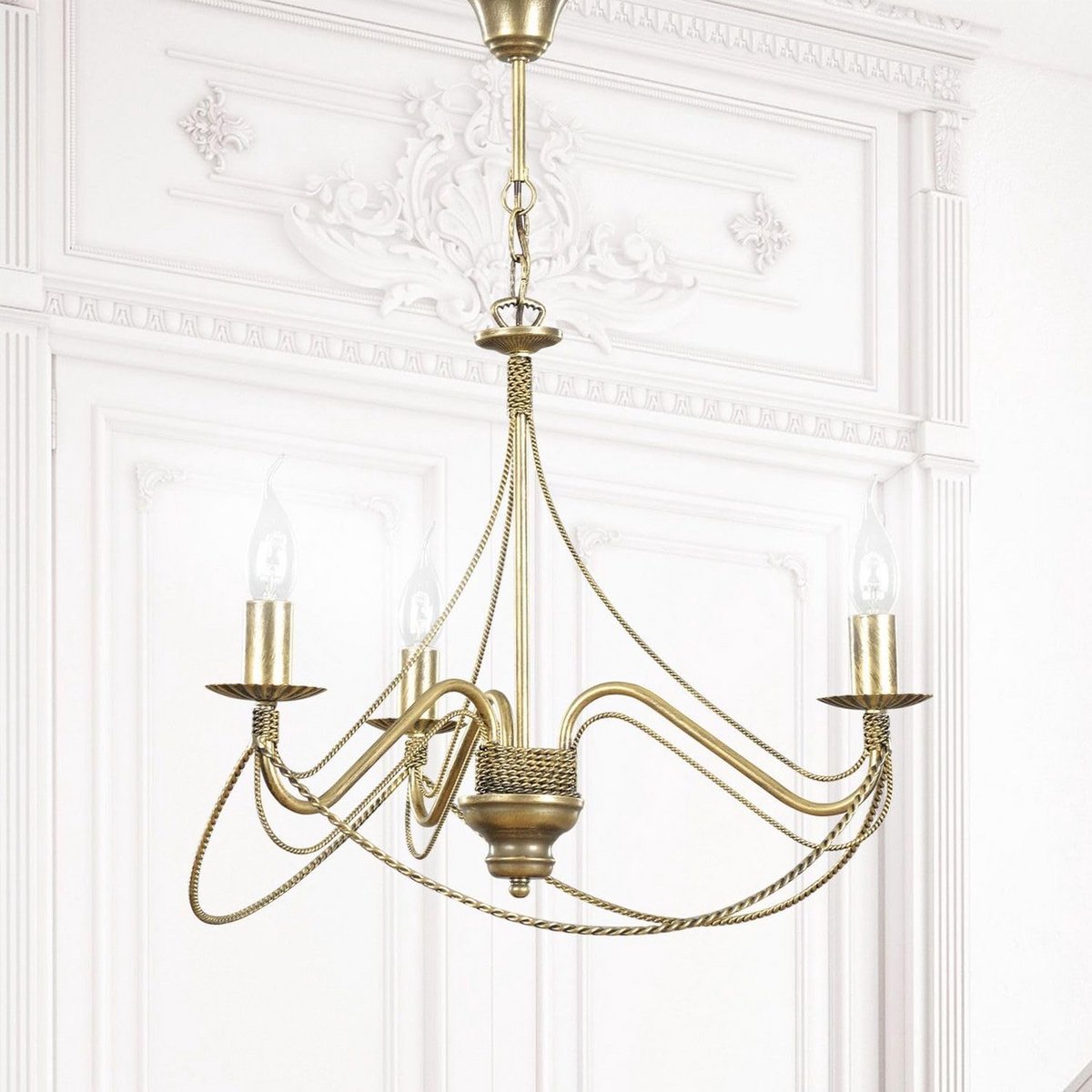 Elegante Plafondlamp Metaal Antiek Goud 3-Lichts E14 Ø53cm Woonkamer Eetkamer