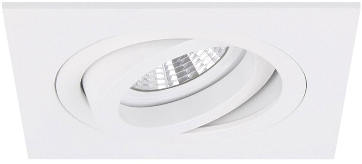 Torino - Inbouwspot Wit Vierkant - Kantelbaar - 1 Lichtpunt - 93x93mm