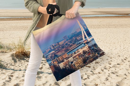 Sac bandoulière - Sac de plage - Shopper Rotterdam - Skyline - Sunset - 45x45 cm - Sac en coton