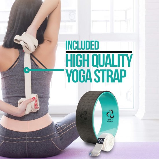 Yoga wiel met eBook en yogariem voor flexibiliteit en rugstrekken — afbeelding 3