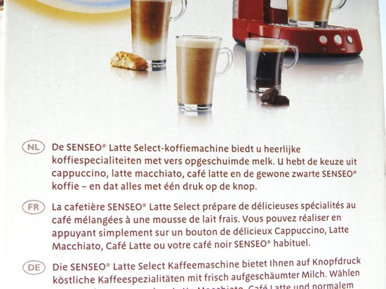 Spécialités de café Senseo Latte Select avec du lait fraîchement mousseux : cappuccino, latte macchiato, café latte.