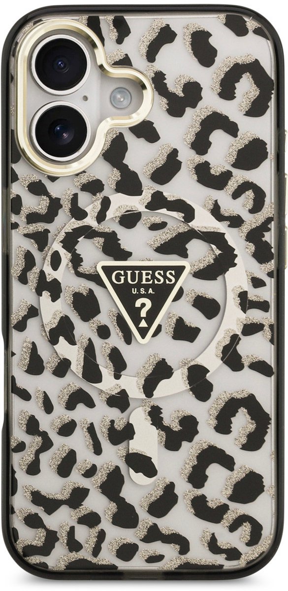 Guess Back Cover Case - iPhone 17 - Black - MagSafe - Leopard Glitter Edition