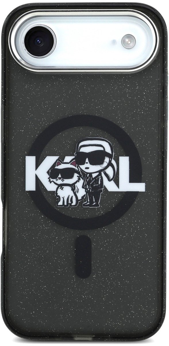 Karl Lagerfeld Back Cover Case - iPhone 17 Air - Zwart - MagSafe - Glitter K&C Sketch Logo